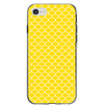 DistinctInk® Clear Shockproof Hybrid Case for Apple iPhone / Samsung Galaxy / Google Pixel - Yellow White Scalloped Pattern