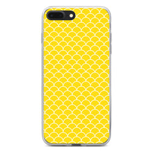 DistinctInk® Clear Shockproof Hybrid Case for Apple iPhone / Samsung Galaxy / Google Pixel - Yellow White Scalloped Pattern