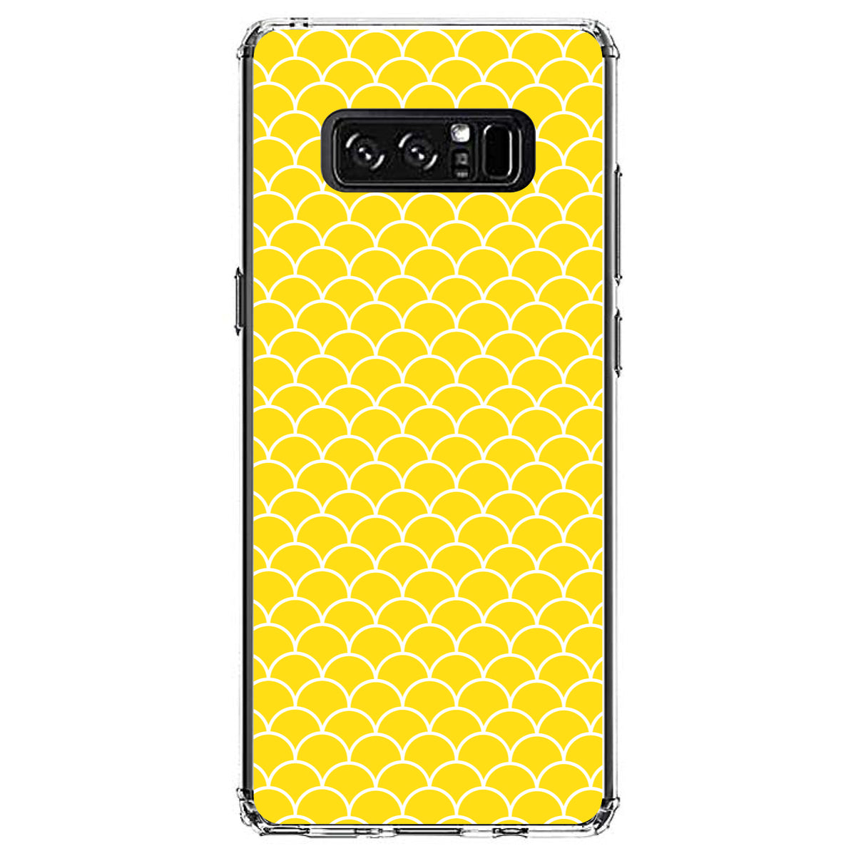 Yellow White Scalloped Pattern Clear Shockproof iPhone Case, view 12