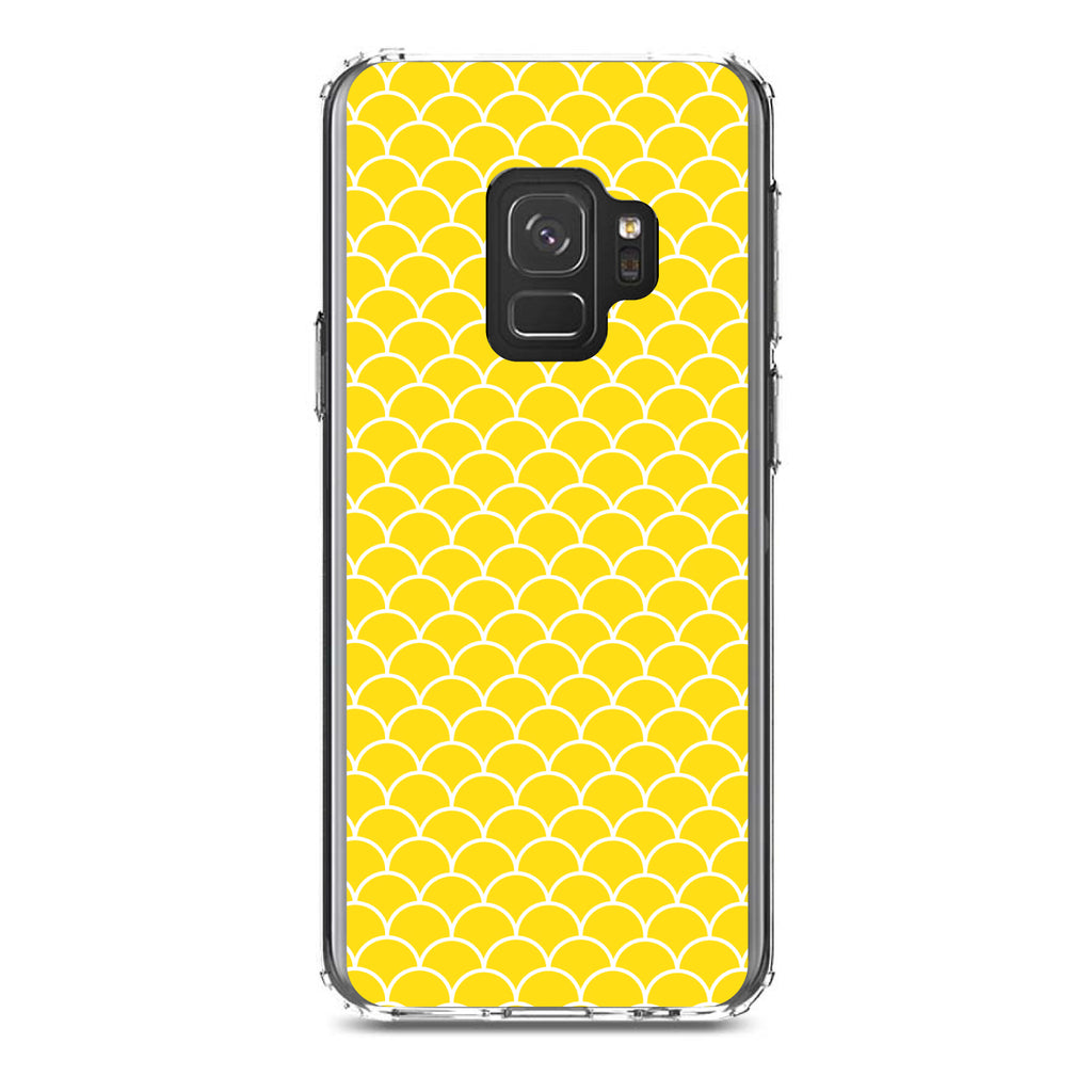 Yellow White Scalloped Pattern Clear Shockproof iPhone Case, view 19