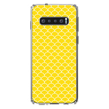 DistinctInk® Clear Shockproof Hybrid Case for Apple iPhone / Samsung Galaxy / Google Pixel - Yellow White Scalloped Pattern