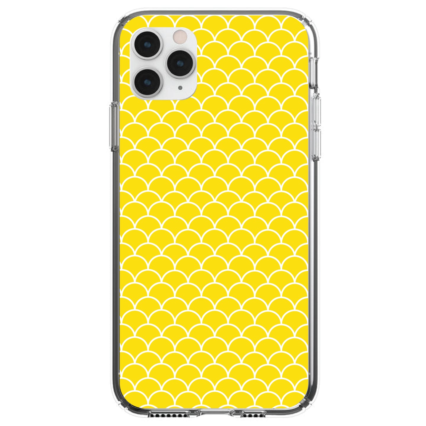 DistinctInk® Clear Shockproof Hybrid Case for Apple iPhone / Samsung Galaxy / Google Pixel - Yellow White Scalloped Pattern