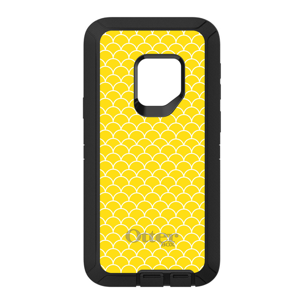 Yellow White Scalloped Pattern OtterBox Defender Case for iPhone & Galaxy, view 11