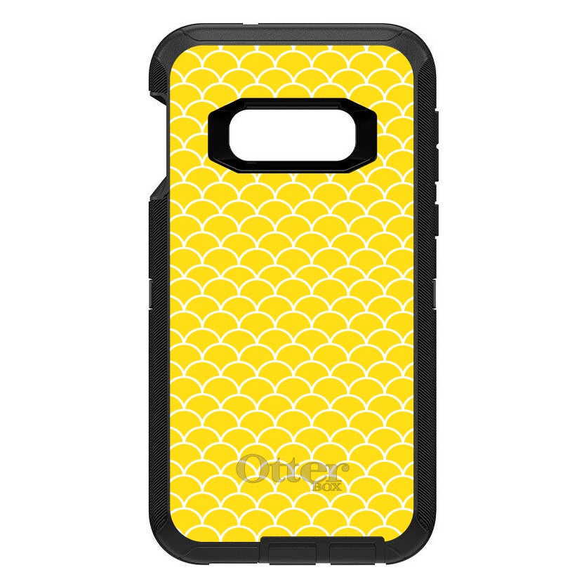 Yellow White Scalloped Pattern OtterBox Defender Case for iPhone & Galaxy, view 10