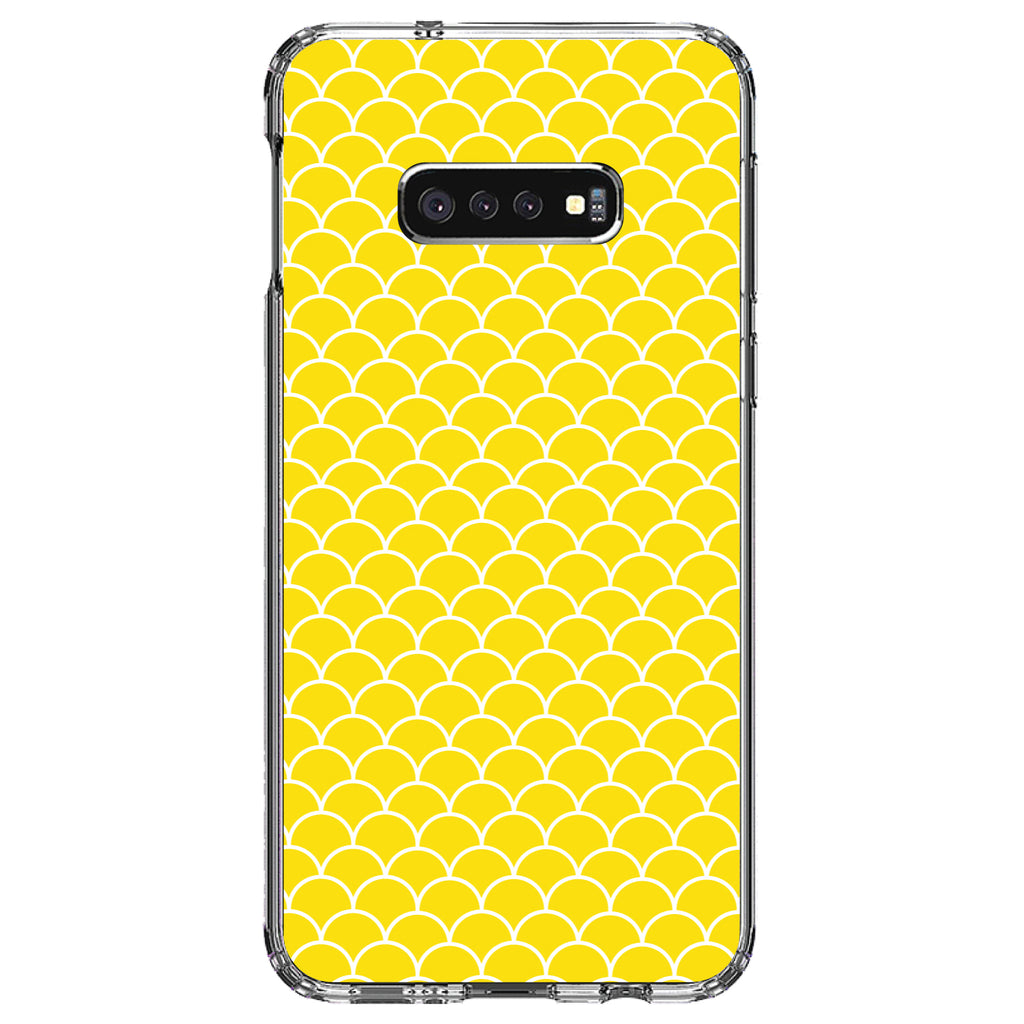 Yellow White Scalloped Pattern Clear Shockproof iPhone Case, view 18