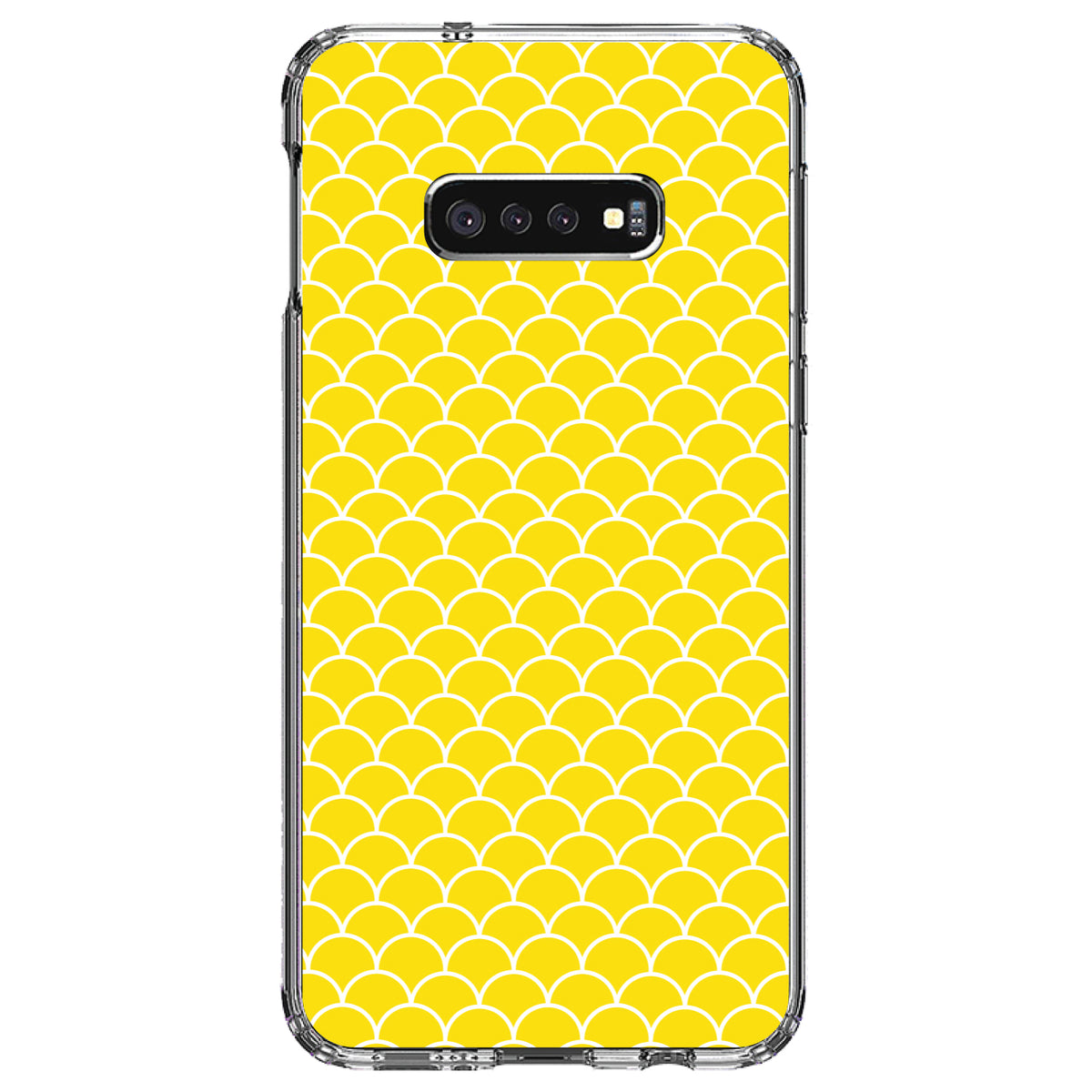 Yellow White Scalloped Pattern Clear Shockproof iPhone Case, view 18