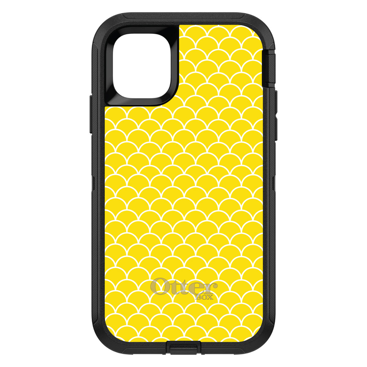 Yellow White Scalloped Pattern OtterBox Defender Case for iPhone & Galaxy, view 2