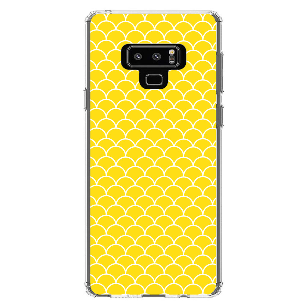 Yellow White Scalloped Pattern Clear Shockproof iPhone Case, view 11