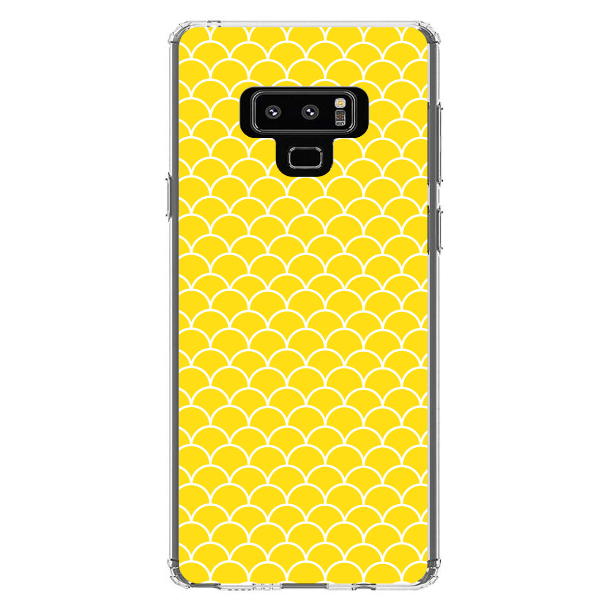Yellow White Scalloped Pattern Clear Shockproof iPhone Case, view 11
