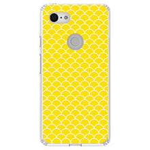 DistinctInk® Clear Shockproof Hybrid Case for Apple iPhone / Samsung Galaxy / Google Pixel - Yellow White Scalloped Pattern