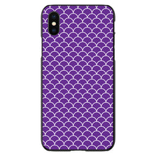 DistinctInk® Hard Plastic Snap-On Case for Apple iPhone or Samsung Galaxy - Purple White Scalloped Pattern