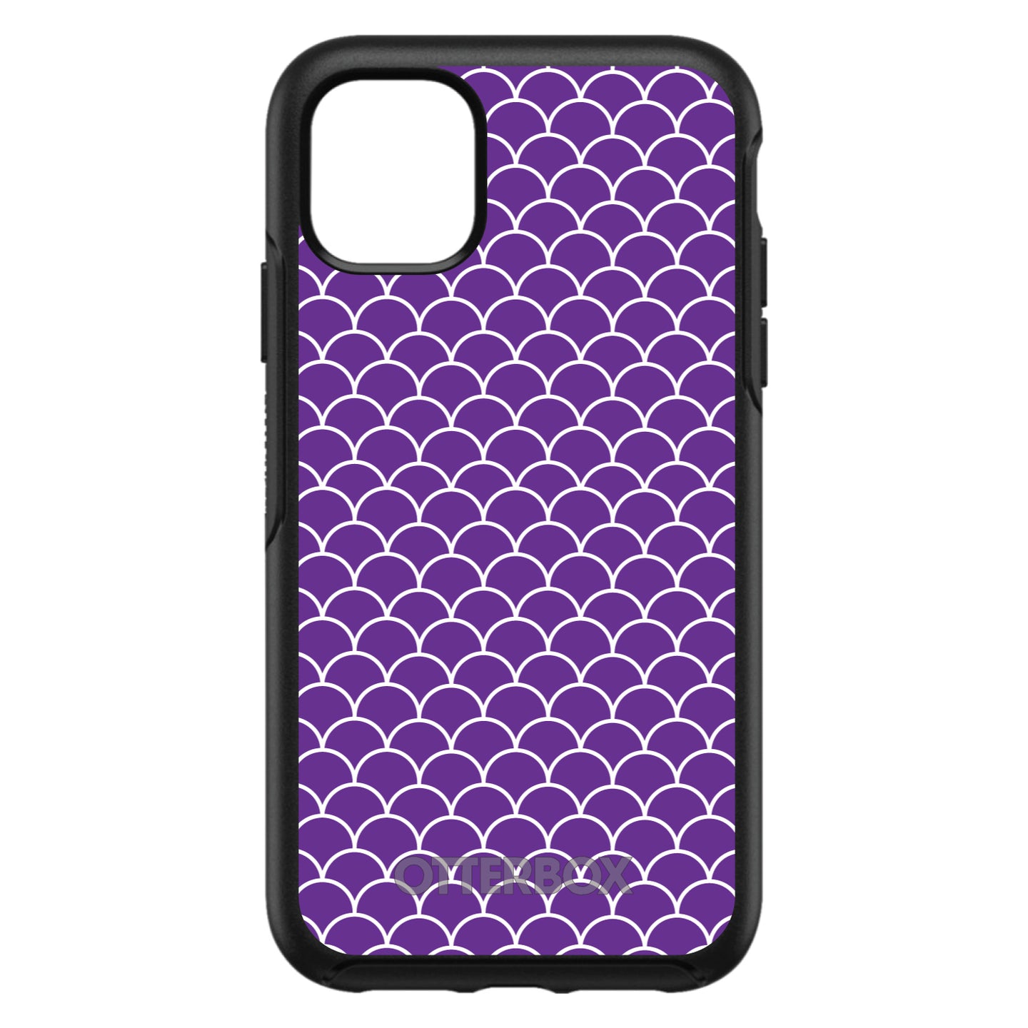 DistinctInk™ OtterBox Symmetry Series Case for Apple iPhone / Samsung Galaxy / Google Pixel - Purple White Scalloped Pattern
