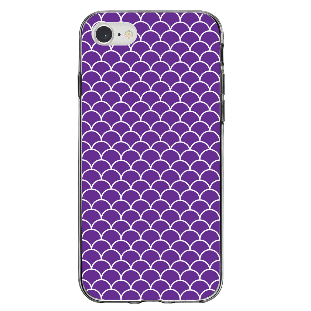 Purple White Scalloped Pattern Clear Shockproof iPhone Case, view 5