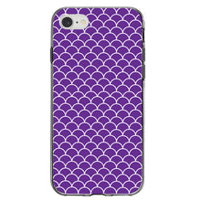 DistinctInk® Clear Shockproof Hybrid Case for Apple iPhone / Samsung Galaxy / Google Pixel - Purple White Scalloped Pattern