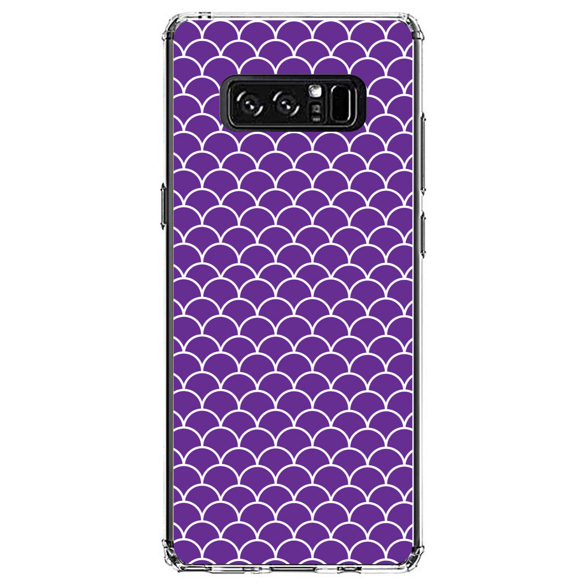 Purple White Scalloped Pattern Clear Shockproof iPhone Case, view 12
