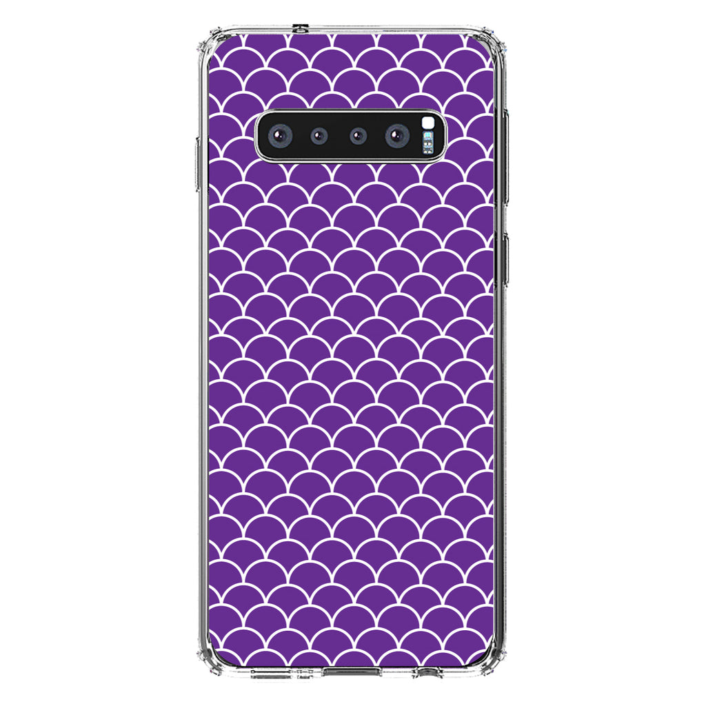 Purple White Scalloped Pattern Clear Shockproof iPhone Case, view 17
