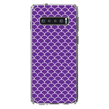 DistinctInk® Clear Shockproof Hybrid Case for Apple iPhone / Samsung Galaxy / Google Pixel - Purple White Scalloped Pattern
