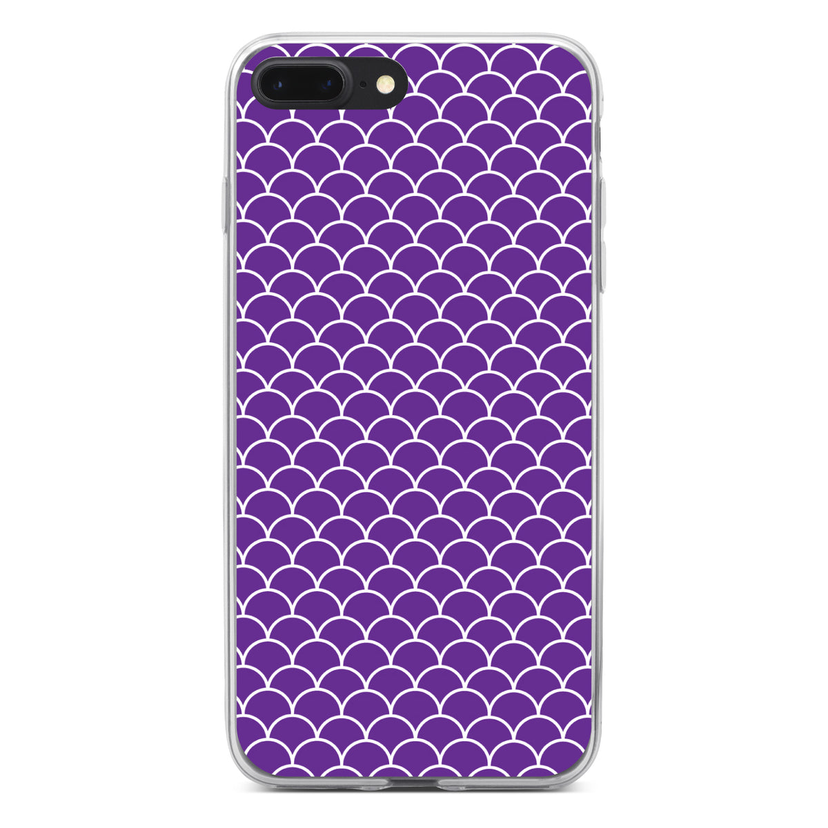Purple White Scalloped Pattern Clear Shockproof iPhone Case, view 6