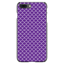 DistinctInk® Hard Plastic Snap-On Case for Apple iPhone or Samsung Galaxy - Purple White Scalloped Pattern