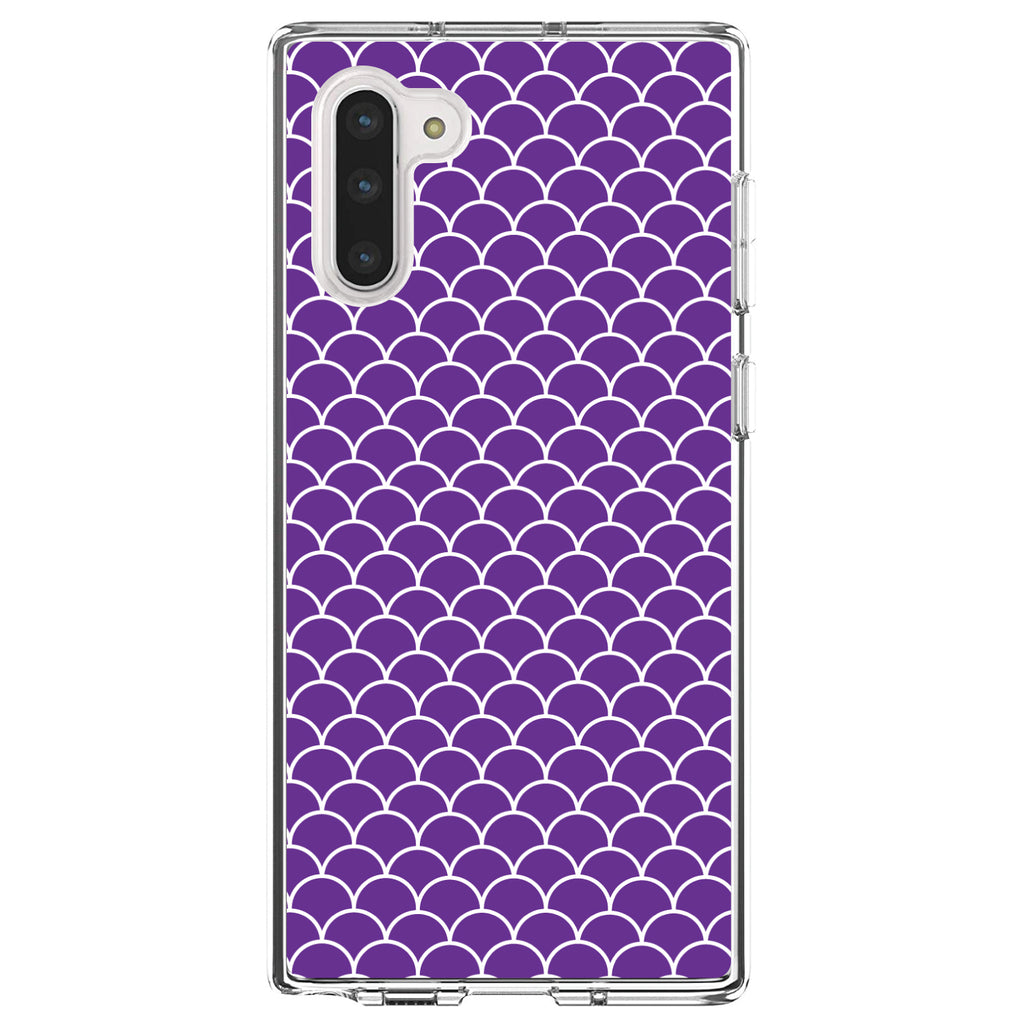 Purple White Scalloped Pattern Clear Shockproof iPhone Case, view 9