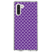 DistinctInk® Clear Shockproof Hybrid Case for Apple iPhone / Samsung Galaxy / Google Pixel - Purple White Scalloped Pattern