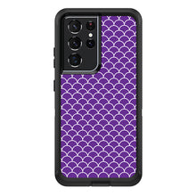 DistinctInk™ OtterBox Defender Series Case for Apple iPhone / Samsung Galaxy / Google Pixel - Purple White Scalloped Pattern