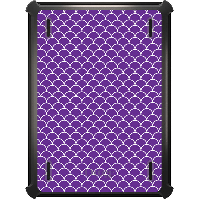 DistinctInk™ OtterBox Defender Series Case for Apple iPad / iPad Pro / iPad Air / iPad Mini - Purple White Scalloped Pattern