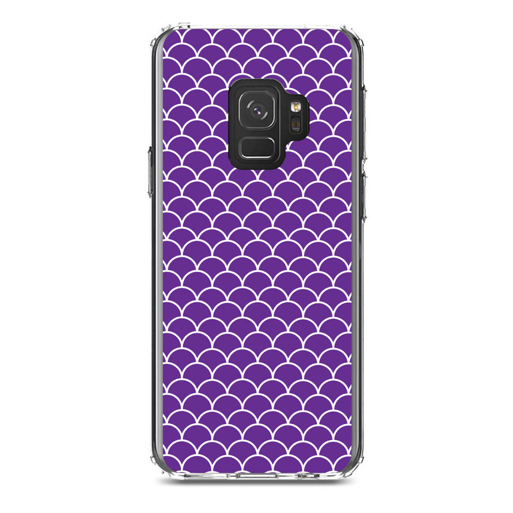 Purple White Scalloped Pattern Clear Shockproof iPhone Case, view 19
