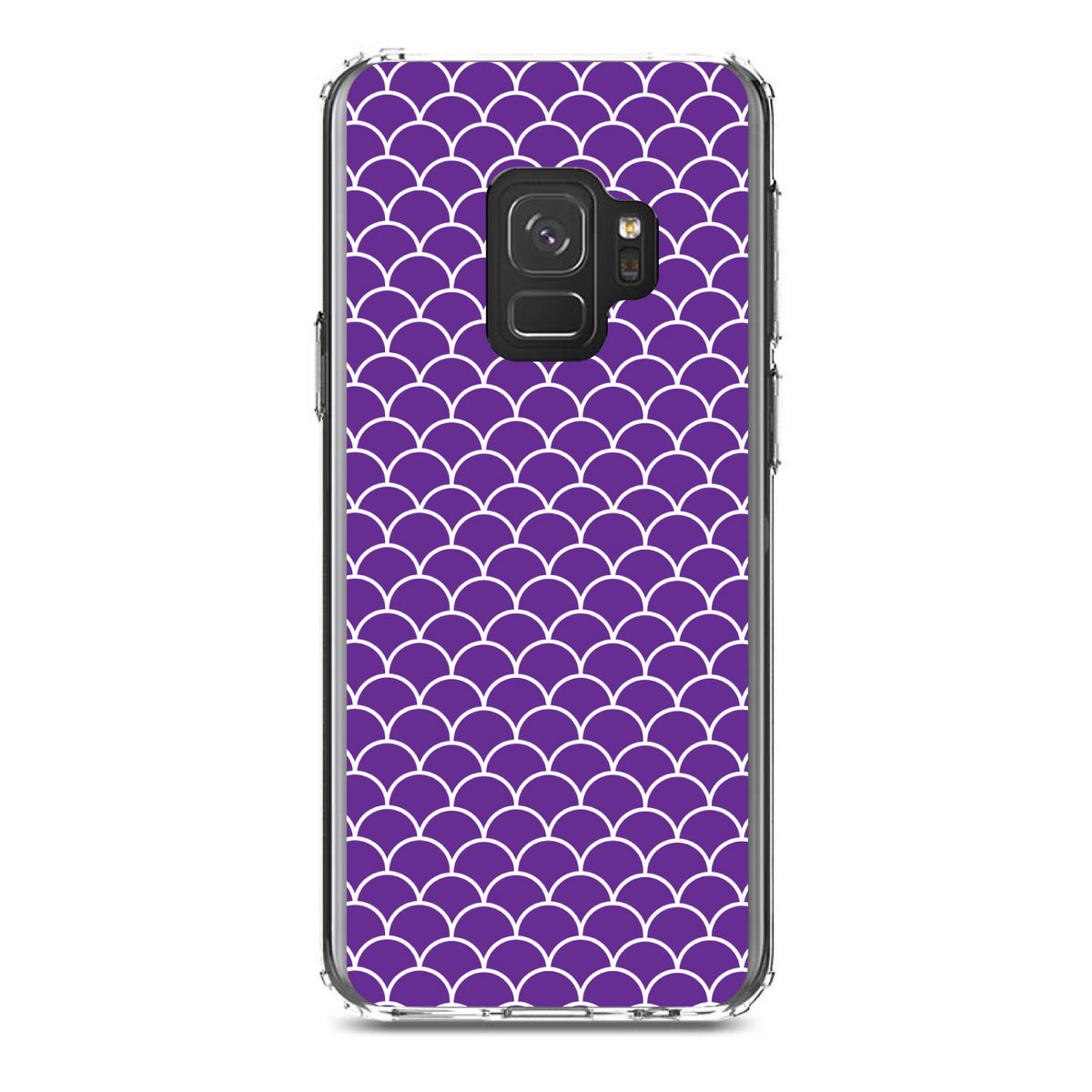 Purple White Scalloped Pattern Clear Shockproof iPhone Case, view 19