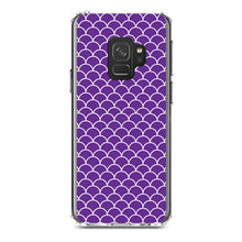 DistinctInk® Clear Shockproof Hybrid Case for Apple iPhone / Samsung Galaxy / Google Pixel - Purple White Scalloped Pattern