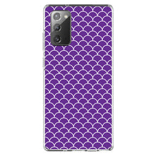 DistinctInk® Clear Shockproof Hybrid Case for Apple iPhone / Samsung Galaxy / Google Pixel - Purple White Scalloped Pattern