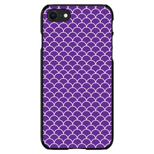 DistinctInk® Hard Plastic Snap-On Case for Apple iPhone or Samsung Galaxy - Purple White Scalloped Pattern