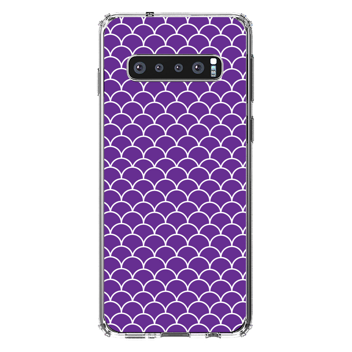 Purple White Scalloped Pattern Clear Shockproof iPhone Case, view 16