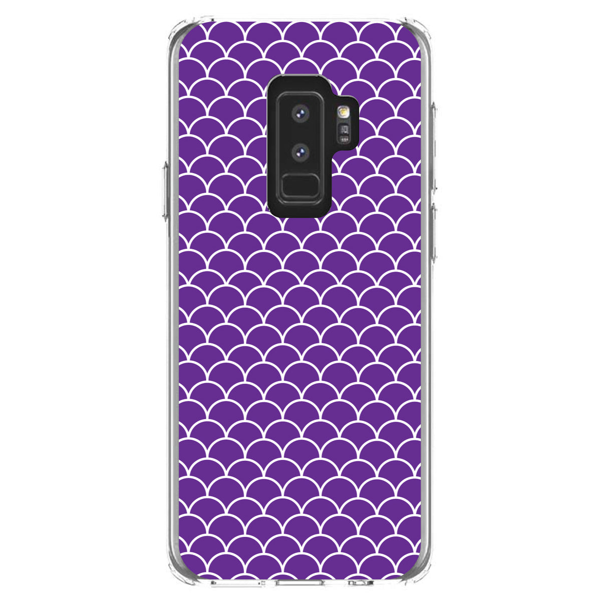 Purple White Scalloped Pattern Clear Shockproof iPhone Case, view 20