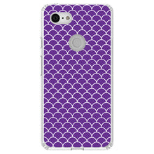 DistinctInk® Clear Shockproof Hybrid Case for Apple iPhone / Samsung Galaxy / Google Pixel - Purple White Scalloped Pattern
