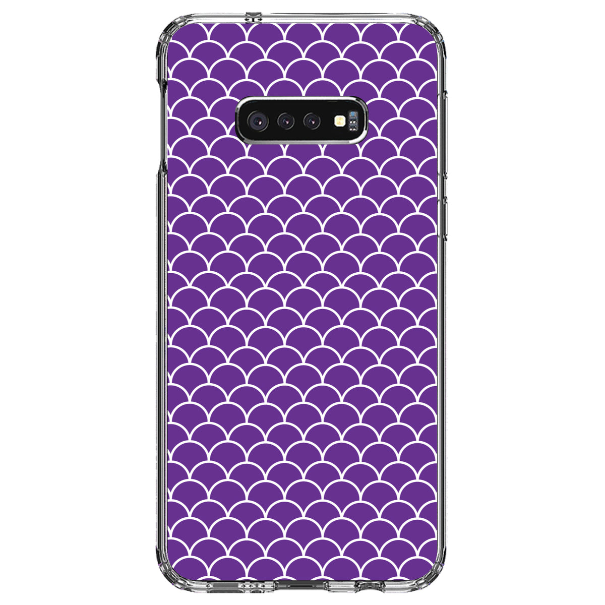 Purple White Scalloped Pattern Clear Shockproof iPhone Case, view 18