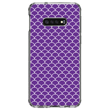 DistinctInk® Clear Shockproof Hybrid Case for Apple iPhone / Samsung Galaxy / Google Pixel - Purple White Scalloped Pattern