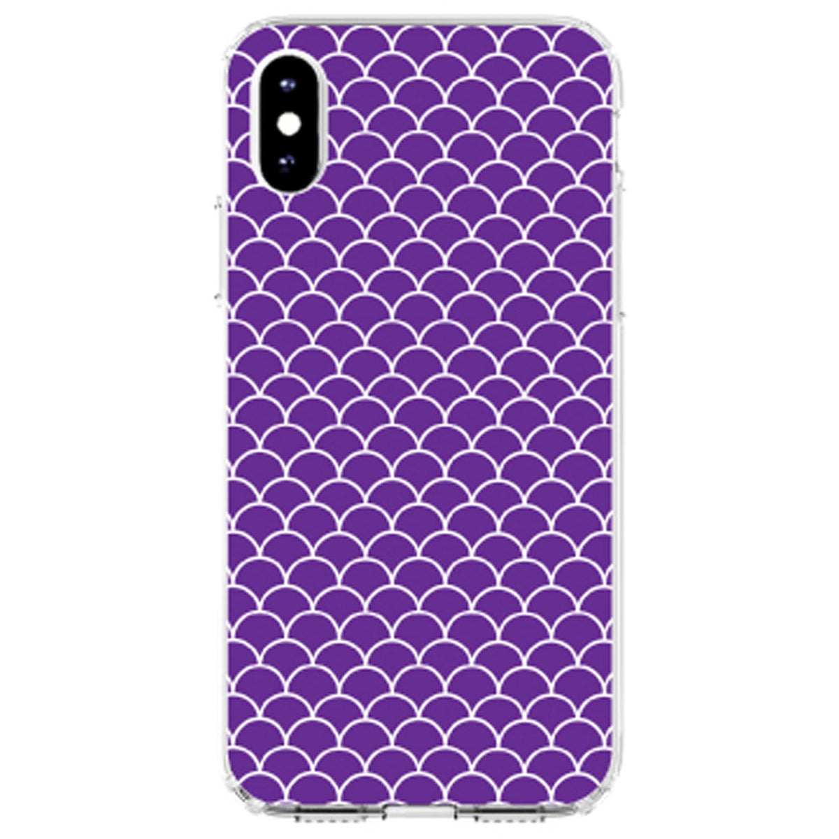 Purple White Scalloped Pattern Clear Shockproof iPhone Case, view 2