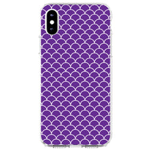 DistinctInk® Clear Shockproof Hybrid Case for Apple iPhone / Samsung Galaxy / Google Pixel - Purple White Scalloped Pattern