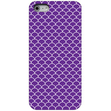 DistinctInk® Hard Plastic Snap-On Case for Apple iPhone or Samsung Galaxy - Purple White Scalloped Pattern