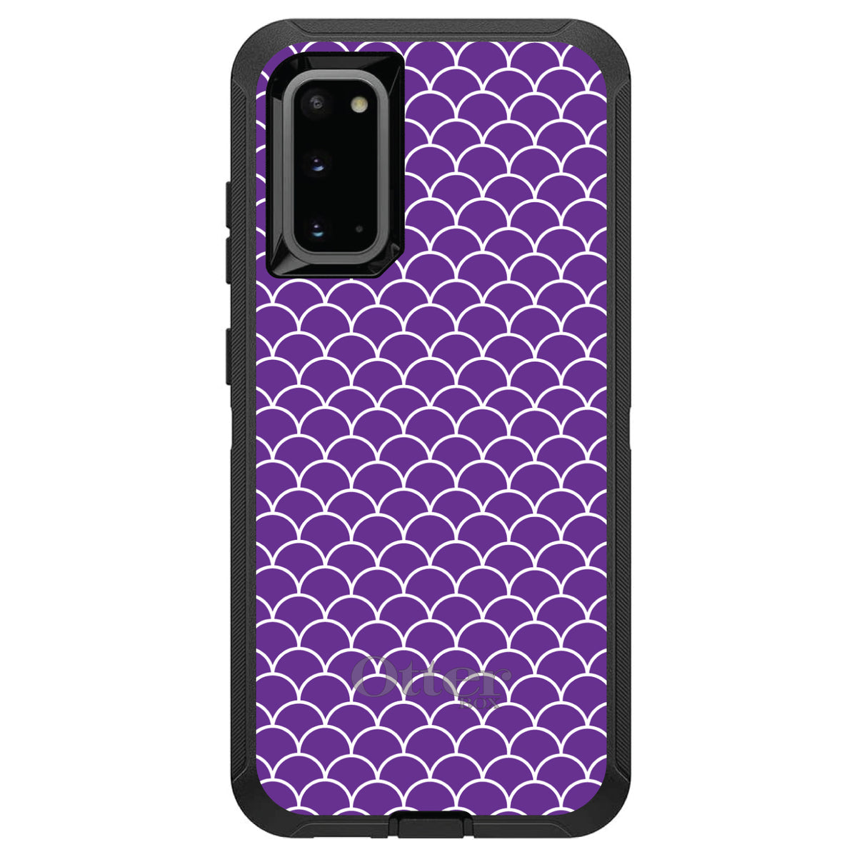 Purple White Scalloped Pattern OtterBox Defender Case for iPhone & Galaxy, view 8