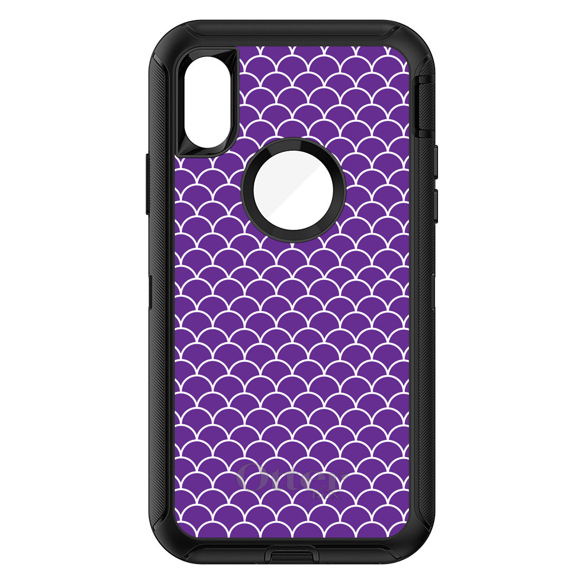 Purple White Scalloped Pattern OtterBox Defender Case for iPhone & Galaxy, view 3