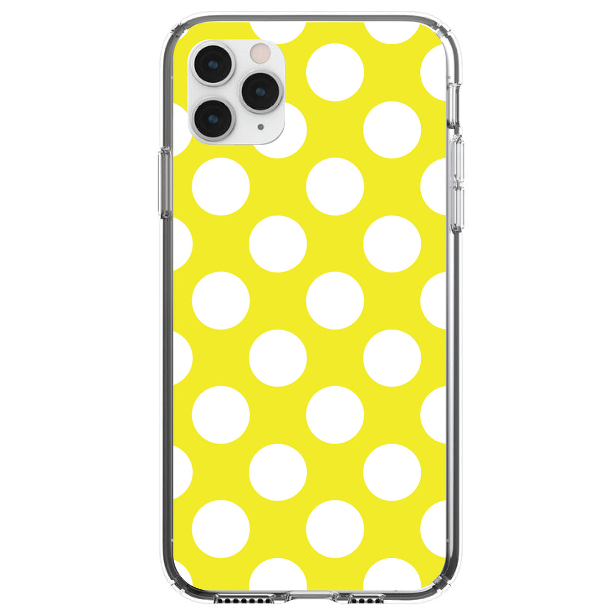 White & Yellow Polka Dots Clear Shockproof iPhone Case