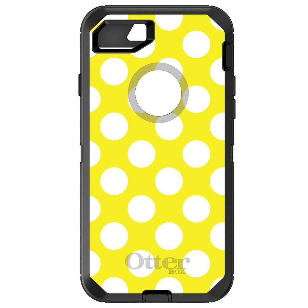 White & Yellow Polka Dots OtterBox Defender Case for iPhone & Galaxy