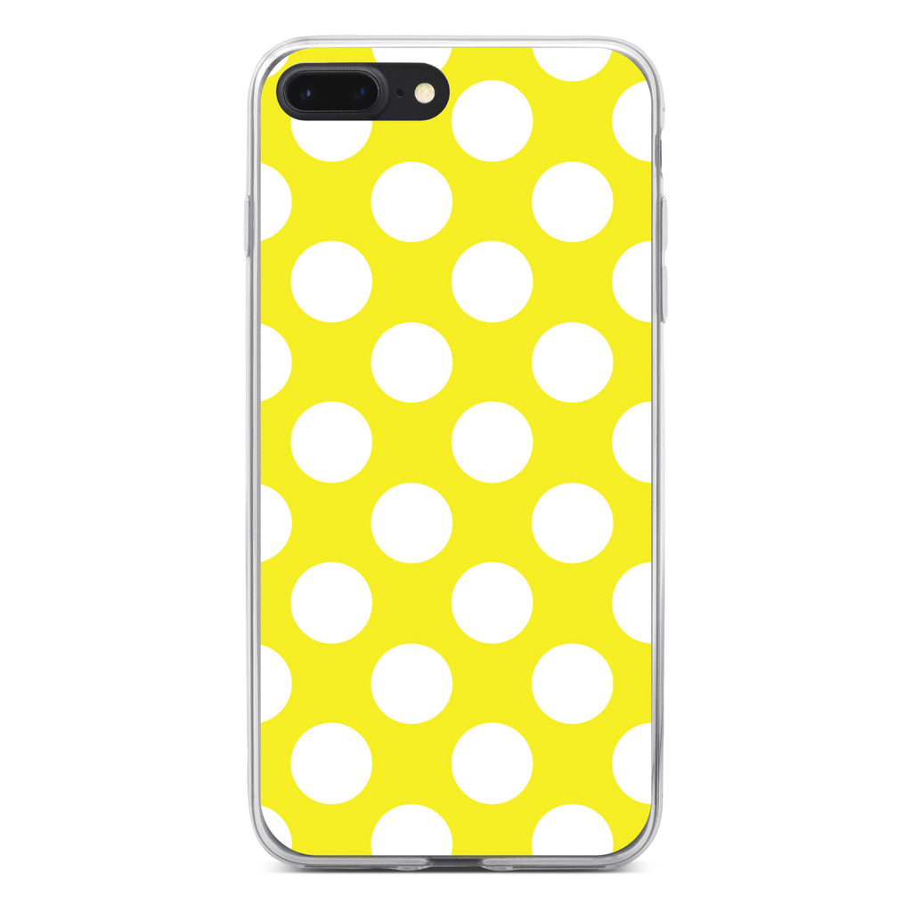 White & Yellow Polka Dots Clear Shockproof iPhone Case, view 6