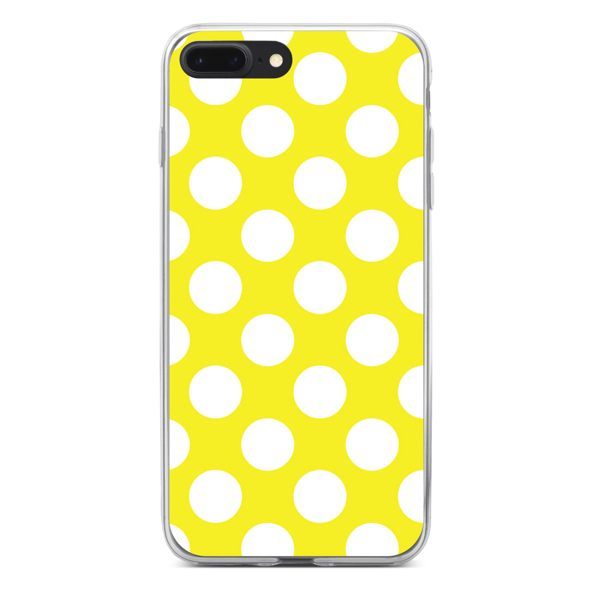 White & Yellow Polka Dots Clear Shockproof iPhone Case, view 6