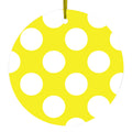 White & Yellow Polka Dots Ceramic Ornament