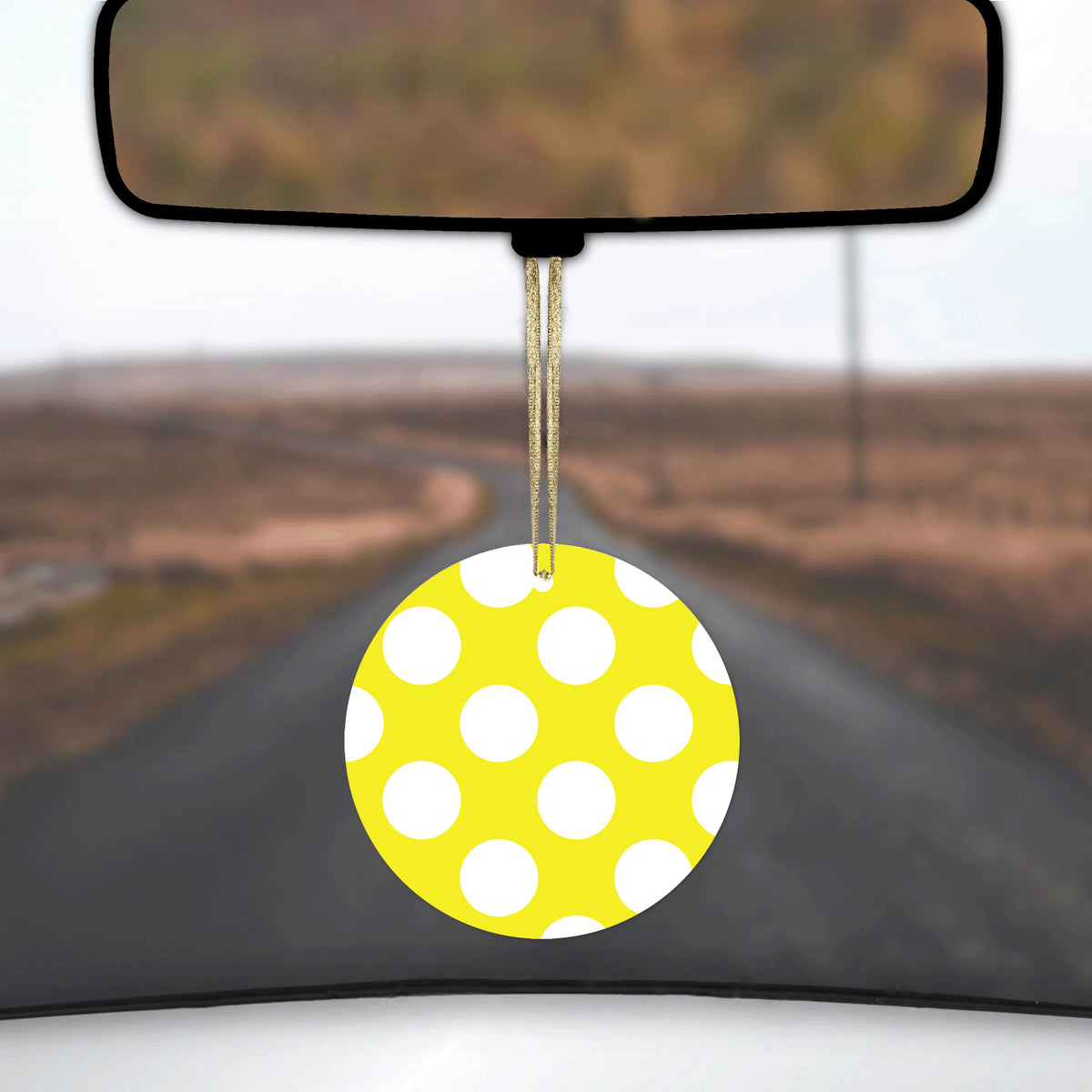 White & Yellow Polka Dots Ceramic Ornament, view 3