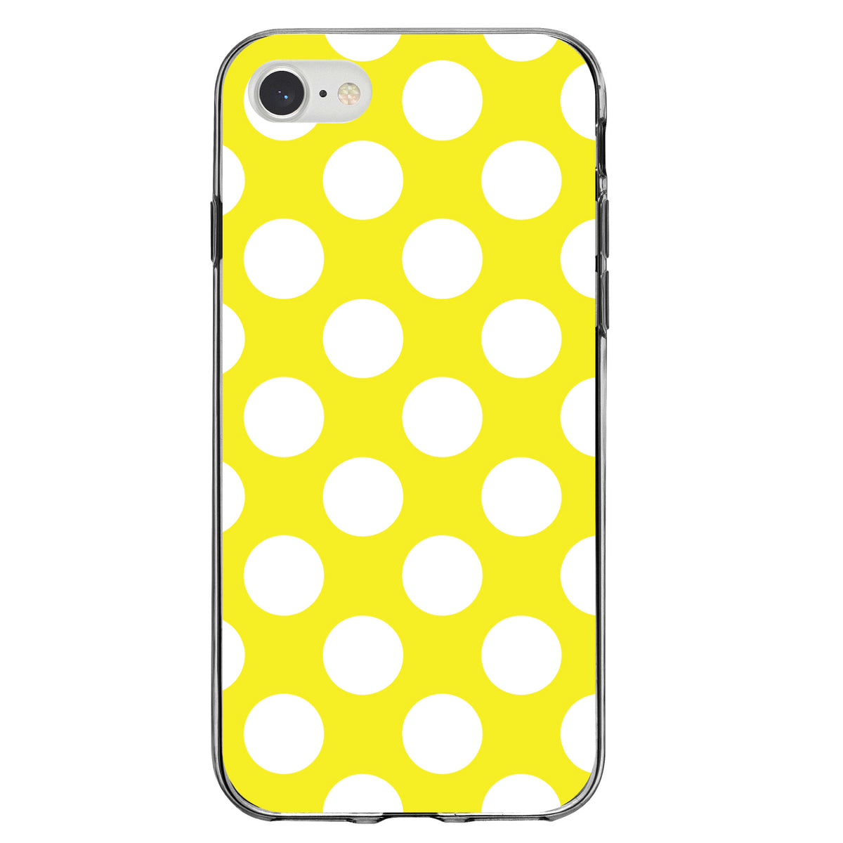 White & Yellow Polka Dots Clear Shockproof iPhone Case, view 5