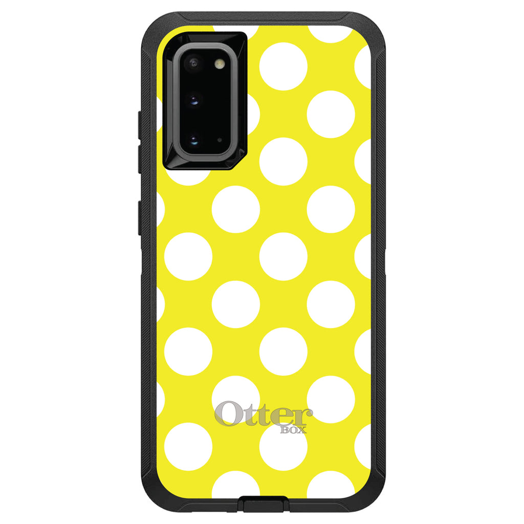 White & Yellow Polka Dots OtterBox Defender Case for iPhone & Galaxy, view 8